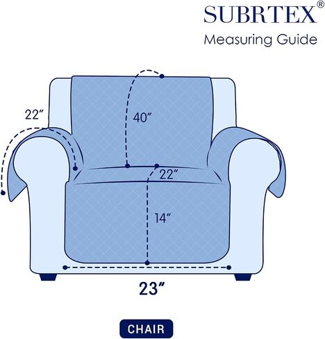 SUBRTEX Chair and a Half Cover Small Sofa Couch Oversize Chair Slipcover Reversible Quilted Furniture Protector with Elastic Straps Washable for Living Room for Kids Pets (Chair and a Half, Black) in Saudi Arabia