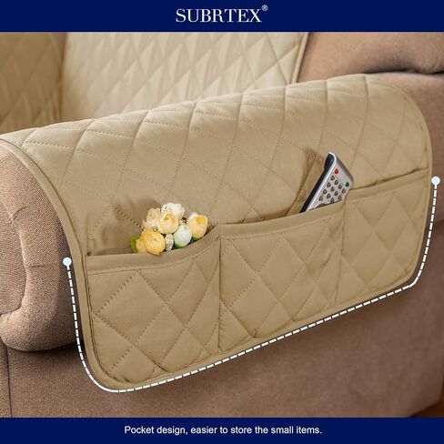 SUBRTEX Chair and a Half Cover Small Sofa Couch Oversize Chair Slipcover Reversible Quilted Furniture Protector with Elastic Straps Washable for Living Room for Kids Pets (Chair and a Half, Black) in Saudi Arabia