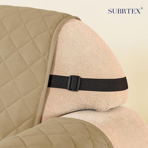SUBRTEX Chair and a Half Cover Small Sofa Couch Oversize Chair Slipcover Reversible Quilted Furniture Protector with Elastic Straps Washable for Living Room for Kids Pets (Chair and a Half, Black) in Saudi Arabia
