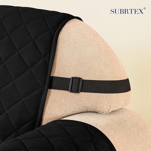 SUBRTEX Chair and a Half Cover Small Sofa Couch Oversize Chair Slipcover Reversible Quilted Furniture Protector with Elastic Straps Washable for Living Room for Kids Pets (Chair and a Half, Black) in Saudi Arabia