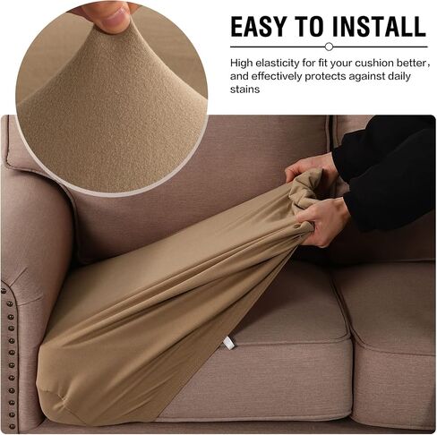 H.VERSAILTEX Armchair Cover 100% Waterproof Couch Cushion Cover Stretch Couch Seat Covers Thick Sofa Cushion Cover Featuring Fleece Fabric Washable(1 Piece Armchair Cushion Covers, Camel) in Kuwait