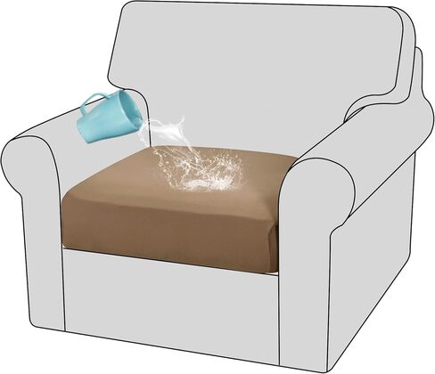 H.VERSAILTEX Armchair Cover 100% Waterproof Couch Cushion Cover Stretch Couch Seat Covers Thick Sofa Cushion Cover Featuring Fleece Fabric Washable(1 Piece Armchair Cushion Covers, Camel) in Kuwait