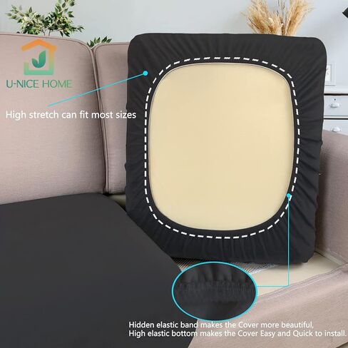 أغطية وسائد فردية من U-NICE HOME لمجموعات واقيات وسائد مقعد الأريكة مع نسيج قطيفة ناعم (قطعة واحدة من أغطية الوسائد، أسود) in Kuwait