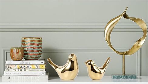 Small Animal Birds Statues Home Decor Modern Style Black Decorative Ornaments for Living Room, Bedroom,Cabinets, Office Desktop (2 Pack) in Kuwait