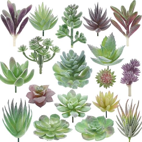 miltonson Artificial Succulent Plants - 18 Pack - Premium Fake Plants - Double Flocked Succulents - Realistic Textured Cactus - Face Succulent Plants - Mini Faux Succulents - Face Plant Decor in Saudi Arabia