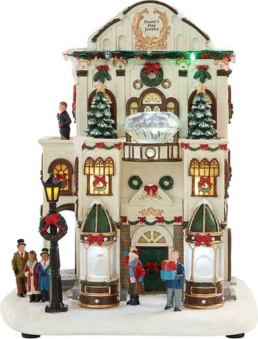 Moments In Time 11" H Resin Christmas Village Building, Frosty's Fine Jewelry Shop with LED Lights and Christmas Music - Power Adapter (Included) in Saudi Arabia