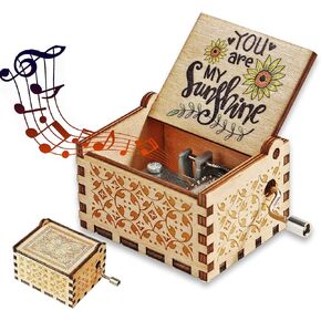 صندوق موسيقي مكتوب عليه You are My Sunshine Music Box، صغير لطيف باليد صندوق موسيقي خشبي لعيد الميلاد / عيد الميلاد / الذكرى السنوية / عيد الحب لها، حبيب، صديقة، ابنة، أمي (أنت شروق الشمس، ميني) in Kuwait