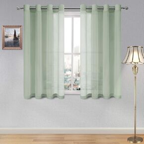 DWCN Sheer Curtains, Faux Linen Grommet Window Curtain Voile Sheer Drapes for Living Room Bedroom Thanksgiving Day & Christmas Decor Set of 2 Panels 28 x 54 Inch Long, Burgundy Red in Saudi Arabia