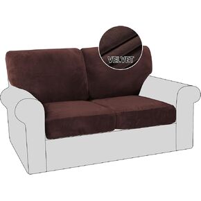 4 قطع من أغطية وسائد المقعد Loveseat، 2 غطاء مقعد بالإضافة إلى 2 غطاء خلفي للأريكة، غطاء أريكة مخملي ناعم لغرفة المعيشة، غطاء وسادة من القطيفة، غطاء وسادة من القطيفة للأريكة، مقعد محبب، بني in Kuwait