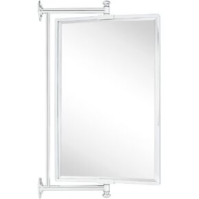 TEHOME Chrome Beveled Rectangle Pivot-N-View Bathroom Vanity Mirror Rotating Square Corner Tilting Mirror Corner Vanity, 14 x 22'' in Saudi Arabia