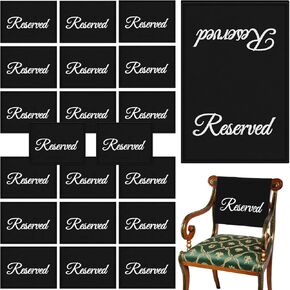 20 Pack Reserved Seating Signs Reserved Chair Signs Church Pew Reserved Signs Reserved Cloths Placeholder for Wedding, Meeting or Event, 11.81 x 17.72 Inches (Black)