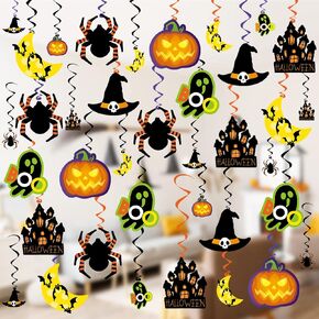Halloween Hanging Decorations, 36PCS Ceiling Hanging Swirls Decor with Double Sided Cutouts, Halloween Decorations Indoor for Home, Office, Classroom in Saudi Arabia
