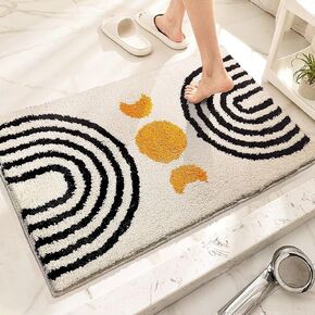 Boho Bathroom Rugs Cute Bohemian Bath Rug Non-Slip Microfiber Abstract Bath Mat for Bedroom Small Carpet Farmhouse Decor Soft Funny Beige Washable Rugs for Bathtub/Vanity/Toilet 16x24 inch in Saudi Arabia