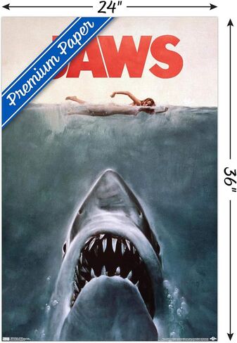 Trends International 24X36 Jaws - One Sheet Wall Poster, 24" x 36", Premium Unframed Version for Bedroom in Saudi Arabia