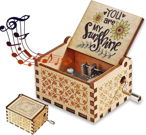 صندوق موسيقي مكتوب عليه You are My Sunshine Music Box، صغير لطيف باليد صندوق موسيقي خشبي لعيد الميلاد / عيد الميلاد / الذكرى السنوية / عيد الحب لها، حبيب، صديقة، ابنة، أمي (أنت شروق الشمس، ميني) in Kuwait