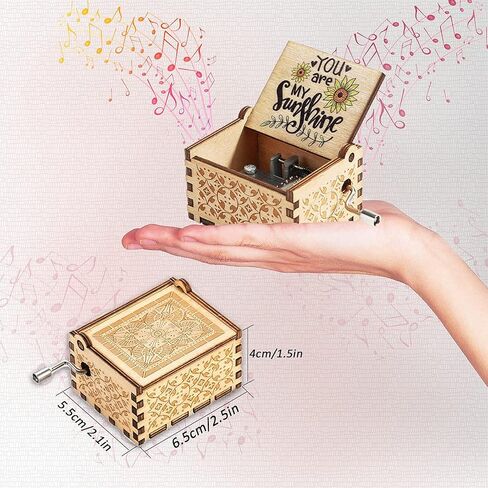 صندوق موسيقي مكتوب عليه You are My Sunshine Music Box، صغير لطيف باليد صندوق موسيقي خشبي لعيد الميلاد / عيد الميلاد / الذكرى السنوية / عيد الحب لها، حبيب، صديقة، ابنة، أمي (أنت شروق الشمس، ميني) in Kuwait
