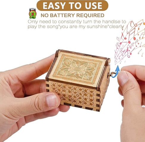 صندوق موسيقي مكتوب عليه You are My Sunshine Music Box، صغير لطيف باليد صندوق موسيقي خشبي لعيد الميلاد / عيد الميلاد / الذكرى السنوية / عيد الحب لها، حبيب، صديقة، ابنة، أمي (أنت شروق الشمس، ميني) in Kuwait
