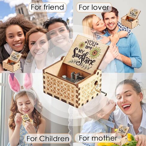 صندوق موسيقي مكتوب عليه You are My Sunshine Music Box، صغير لطيف باليد صندوق موسيقي خشبي لعيد الميلاد / عيد الميلاد / الذكرى السنوية / عيد الحب لها، حبيب، صديقة، ابنة، أمي (أنت شروق الشمس، ميني) in Kuwait
