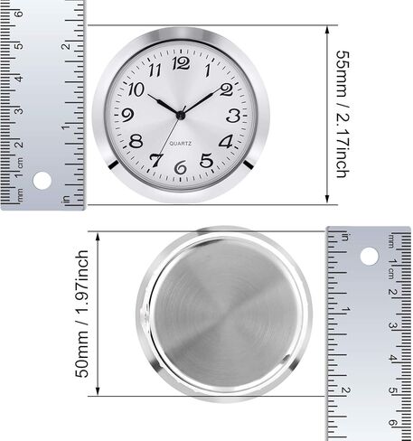 Hicarer 2-1/8 Inch (55 mm) Quartz Clock Insert, Zinc-alloy Metal Case, Arabic Numeral, White Face (Gold) in Kuwait