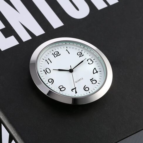 Hicarer 2-1/8 Inch (55 mm) Quartz Clock Insert, Zinc-alloy Metal Case, Arabic Numeral, White Face (Gold) in Kuwait