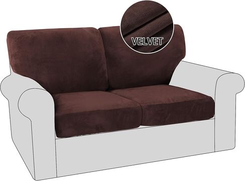 4 قطع من أغطية وسائد المقعد Loveseat، 2 غطاء مقعد بالإضافة إلى 2 غطاء خلفي للأريكة، غطاء أريكة مخملي ناعم لغرفة المعيشة، غطاء وسادة من القطيفة، غطاء وسادة من القطيفة للأريكة، مقعد محبب، بني in Kuwait