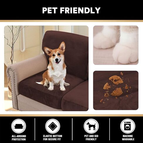 4 قطع من أغطية وسائد المقعد Loveseat، 2 غطاء مقعد بالإضافة إلى 2 غطاء خلفي للأريكة، غطاء أريكة مخملي ناعم لغرفة المعيشة، غطاء وسادة من القطيفة، غطاء وسادة من القطيفة للأريكة، مقعد محبب، بني in Kuwait