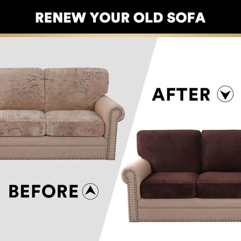 4 قطع من أغطية وسائد المقعد Loveseat، 2 غطاء مقعد بالإضافة إلى 2 غطاء خلفي للأريكة، غطاء أريكة مخملي ناعم لغرفة المعيشة، غطاء وسادة من القطيفة، غطاء وسادة من القطيفة للأريكة، مقعد محبب، بني in Kuwait