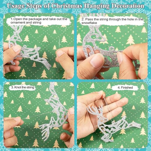 شجرة عيد الميلاد الديكور ندفة الثلج الحلي - 42pcs الأبيض بريق عيد الميلاد ندفة الثلج شجرة تخزين ثلج الرنة سانتا شنقا الحلي لعيد الميلاد الشتاء العجائب عطلة رأس السنة الجديدة in Kuwait