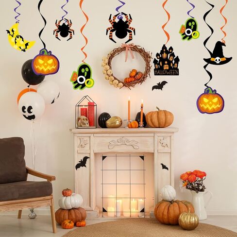 Halloween Hanging Decorations, 36PCS Ceiling Hanging Swirls Decor with Double Sided Cutouts, Halloween Decorations Indoor for Home, Office, Classroom in Saudi Arabia