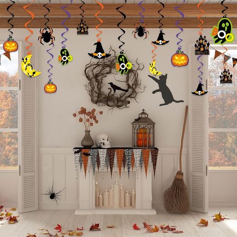Halloween Hanging Decorations, 36PCS Ceiling Hanging Swirls Decor with Double Sided Cutouts, Halloween Decorations Indoor for Home, Office, Classroom in Saudi Arabia