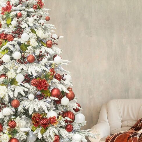 KI Store Autumnal Christmas Balls 34pcs 2.36-Inch Christmas Tree Decoration Ornaments for Xmas Tree Holiday Wreath Garland Decor Ornaments Hooks included in Kuwait