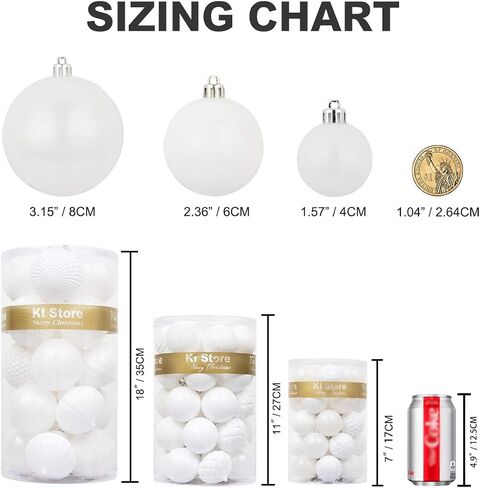KI Store Autumnal Christmas Balls 34pcs 2.36-Inch Christmas Tree Decoration Ornaments for Xmas Tree Holiday Wreath Garland Decor Ornaments Hooks included in Kuwait