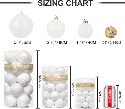 KI Store Autumnal Christmas Balls 34pcs 2.36-Inch Christmas Tree Decoration Ornaments for Xmas Tree Holiday Wreath Garland Decor Ornaments Hooks included in Kuwait