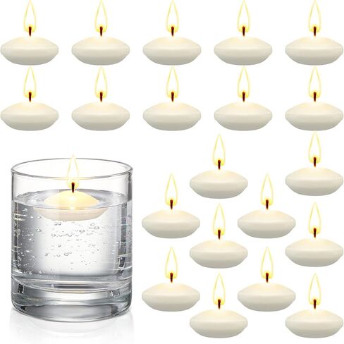 Nuanchu 20pcs 1.5 inch Small Unscented Floating Candles for Centerpieces Floating Pool Candles Round Burning Candle Decor for Wedding Pool Bathtub Dinner Party Valentine's Day Decorations(Red) in Kuwait