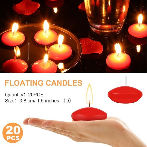 20 قطعة من الشموع العائمة غير المعطرة مقاس 1.5 بوصة للقطع المركزية، شموع حمام السباحة العائمة، شموع دائرية مشتعلة ديكور لعيد الحب، وحفلات الزفاف، وحفلات الزفاف، وحوض الاستحمام، وحفلات العشاء (أبيض) in Kuwait