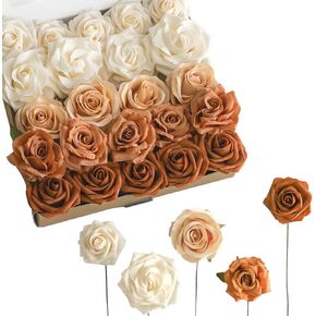 Lookein Artificial Flowers Box Set 5 Style Flowers for DIY Wedding Decoration Bouquet Table Centerpieces Aisle Arch Flower Decoration Bridal Shower Party Home Decor, Charming Terracotta