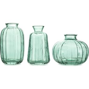 Bud Vase Set of 3 Small Vase Mini Glass Vase for Desktop Centerpieces Decor,Handmade Vase for Flowers (Brown)