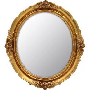 12.8 x 14.3 inch Vintage Decorative Wall Mirror, Hanging Mirrors for Bedroom Living-Room Dresser Decor, Oval (Antique Gold)