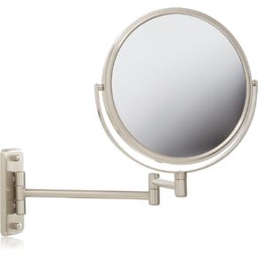 JERDON 8-Inch Two-Sided Swivel Wall Mount Mirror - Makeup Mirror with 8X Magnification & 13.5 inch Wall Extension - Chrome Finish - Model JP7808C