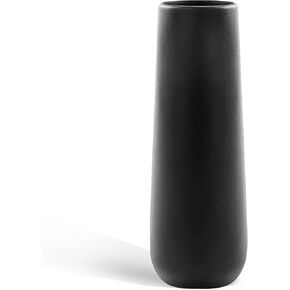 Black Ceramic Vase, 9 inch Boho Vase for Pampas Grass Vase for Home Decor, Black Flower Vase with Unique Texture