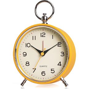 AYRELY® Analog Metal Retro Alarm Clock with Light,Snooze Silent No Ticking Desk Clock Battery Operated for Kids,Bedroom,Living Room,Table Clocks for Living Room Decor(Black)