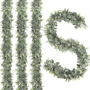JPSOR 2pcs 6.6ft Artificial Eucalyptus Garland Faux Greenery Garland Fake Eucalyptus Leaves for Wedding Arch Farmhouse Mantle Table Runner Centerpiece Home Party Decor in Saudi Arabia