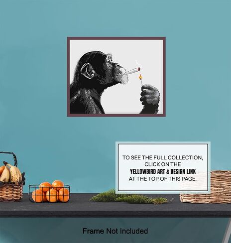 DOPE Chimp Smoking Weed LARGE 11x14 - ديكور غرفة مخدر - هدايا الماريجوانا للرجال - ملصقات مخدر - فن حائط تريبي - طباعة فنية للقنب - ديكور غرفة ستونر - ديكور غرفة تريبي - طباعة ملصق in Kuwait