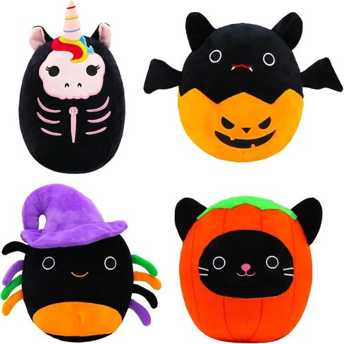 VPPCF 4Pcs Halloween Plush Stuffed Animal Skeleton Black Cat Plush Pillow Toys - Kawaii Pumpkin Cat Pillow Spider Cat Plushie,Collectible Gifts for Kid Fans Adults Birthday Gifts,Halloween Home Decor in Saudi Arabia