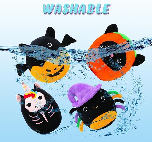 VPPCF 4Pcs Halloween Plush Stuffed Animal Skeleton Black Cat Plush Pillow Toys - Kawaii Pumpkin Cat Pillow Spider Cat Plushie,Collectible Gifts for Kid Fans Adults Birthday Gifts,Halloween Home Decor in Saudi Arabia