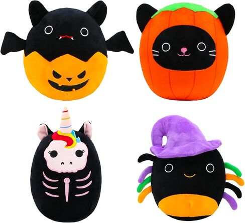 VPPCF 4Pcs Halloween Plush Stuffed Animal Skeleton Black Cat Plush Pillow Toys - Kawaii Pumpkin Cat Pillow Spider Cat Plushie,Collectible Gifts for Kid Fans Adults Birthday Gifts,Halloween Home Decor in Saudi Arabia