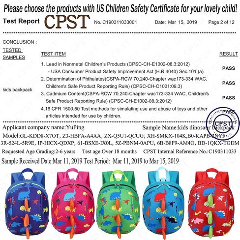 YUPING Toddler kids Dinosaur Backpack Book Bags with Safety Leash for Boys Girls in Saudi Arabia