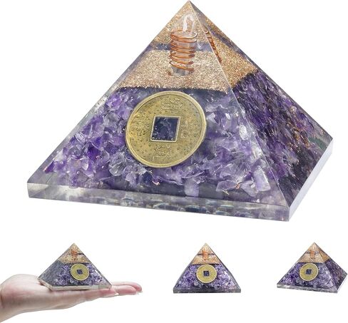 Crocon Orgone Pyramids of 7 Colors Onyx (Set of 7) Handmade Healing Pyramid Set orgonite Reiki Charged organite Home Table Office Decoration Positive Energy Enlightened Meditation 20-25 mm. in Kuwait