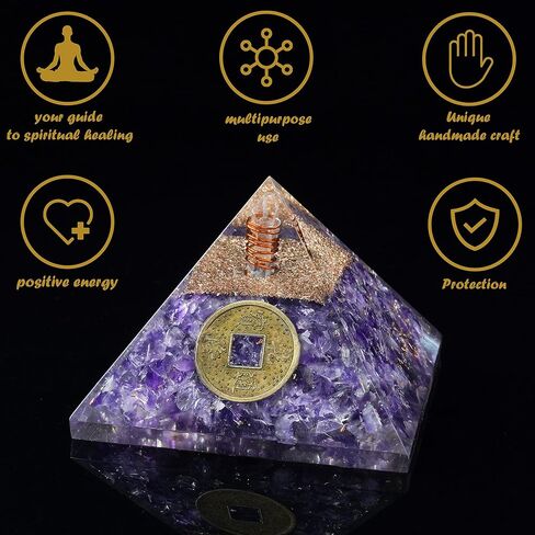 Crocon Orgone Pyramids of 7 Colors Onyx (Set of 7) Handmade Healing Pyramid Set orgonite Reiki Charged organite Home Table Office Decoration Positive Energy Enlightened Meditation 20-25 mm. in Kuwait