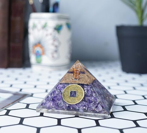 Crocon Orgone Pyramids of 7 Colors Onyx (Set of 7) Handmade Healing Pyramid Set orgonite Reiki Charged organite Home Table Office Decoration Positive Energy Enlightened Meditation 20-25 mm. in Kuwait